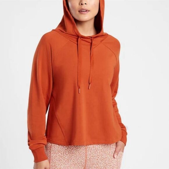 Athleta Tops - Athleta Boardwalk High Hip Hoodie Size S Canyon Orange Drawstring Hood